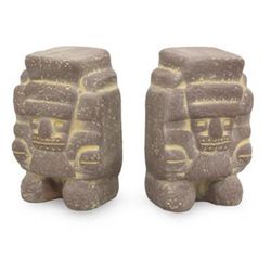 God of Rain' (pair) - Fair Trade Mexican Archaeological Ceramic Sculptu