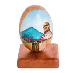 'Wood Decorative Accent with Hand-Painted Landscape Theme'