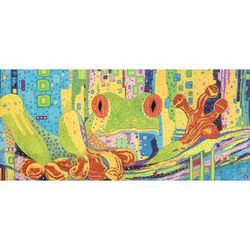'Modern Multicolored Stretched Sublimation Print of A Frog'