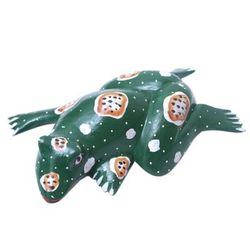 'Frog Wood Figurine Hand-carved & Hand-painted in Indonesia'
