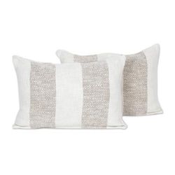 Diamond Elegance in Umber,'Artisan Crafted Cotton Cushion Covers (Pair)'