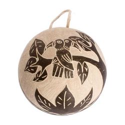 'Toucan-Themed Wall Art Hand-Carved in Dried Calabash Gourd'