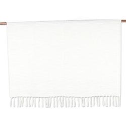 Ivory Caress,'Ivory Acrylic Thread Throw Blanket with Striped Pattern'