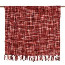 Burgundy Fusion,'Fringed Pink and Burgundy Throw from India'