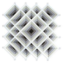 Grey Divinity,'Pine Wood Handwoven Grey Wall Art with Geometric Motifs'