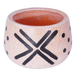 Gboane I,'White and Black Distressed Ceramic Decorative Flower Pot'