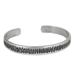 Sterling silver cuff bracelet, 'Whispering Rain'