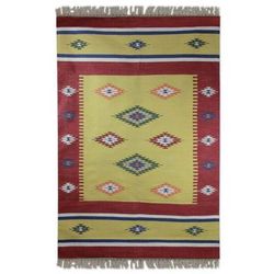 Morning Star,'Cotton dhurrie rug (4x6)'