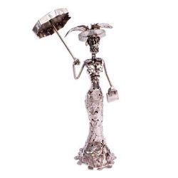 Rustic Catrina I,'Handcrafted Scrap Metal Catrina Statuette'