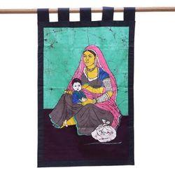Cradled in Love,'Hand Crafted Cotton Batik of Love Between Mother and Child'