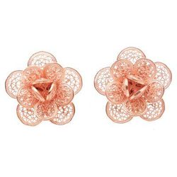 Delicate Plumeria,'Rose Gold-Plated Floral Button Earrings'
