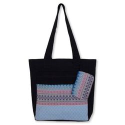 Cotton tote handbag and change purse, 'Mint Garden'
