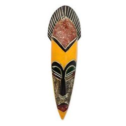 Ghanaian wood mask, 'Protect the Jungle' - African Wood Wall Mask