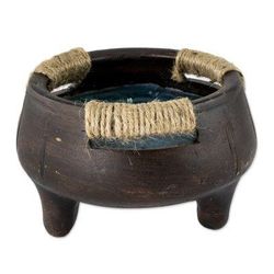 Turquoise Sea,'Hand Crafted Brown Ceramic Filled Jar Candle'