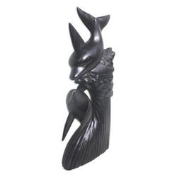 Dolphins on the Reef,'Black Suar Wood Dolphin Sculpture'