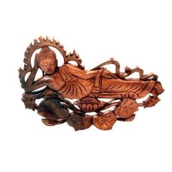 Wood relief panel, 'Buddha Relaxes'