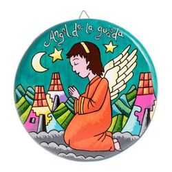 Guardian Angel,'Handcrafted Pinewood Wall Accent'