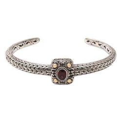 My Lady in Red,'Gold-Accented Garnet Cuff Bracelet'
