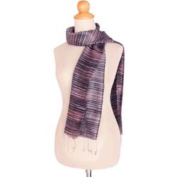 Silk batik scarf, 'Mae Nam Khong Mist' - Handcrafted Batik Silk Scarf
