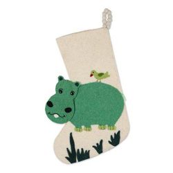 Happy Hippo,'Hippo Wool Felt Christmas Stocking'