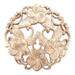 Plumeria Wreath,'Hand Carved Balinese Plumeria Wreath Relief Panel'