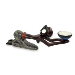 Wood and clay sculpture, 'Offering I'