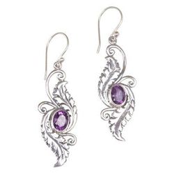 Morning Garden,'Amethyst Sterling Silver Dangle Earrings from Indonesia'