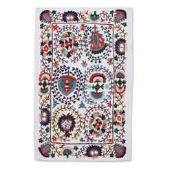 Tender Spring,'Cotton Wall Hanging with Colorful Embroidered Details'