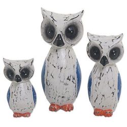 Wise Family,'Hand Carved Wood Owl Sculptures (Set of 3) from Indonesia'