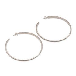 Roped In,'Rope Motif Half Hoop Sterling Silver Earrings'