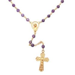Cross of Salvation,'Gold Plated Amethyst Rosary Crafted in Bali'