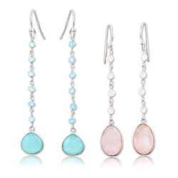 Paradise of Blessings,'Chalcedony and Rose Quartz Dangle Earrings (Set of 2)'