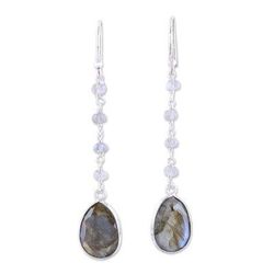 Raining Drops,'10-Carat Labradorite Dangle Earrings from India'