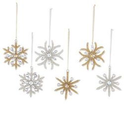 Sparkling Snowflakes,'Handcrafted Beaded Snowflake Ornaments (Set of 6)'