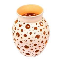 Transparency,'Handcrafted Hole Motif Ceramic Decorative Vase from Mexico'