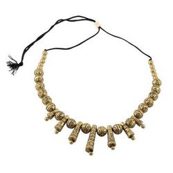Gold Sun,'Hand-Painted Golden Sun Ceramic Adjustable Beaded Necklace'