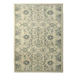 Elite Beauty,'Ivory Floral Hand Knotted Wool Rectangle Area Rug (5x8)'