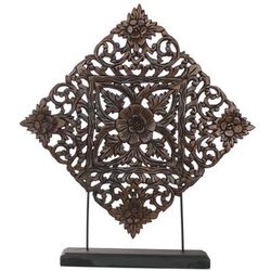 Little Garden,'Artisan Handmade Teak Wood Floral Carving Sculpture Thailand'