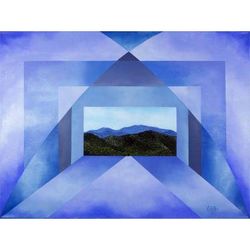 Blue Mountain,'Mountain Landscape Oil and Acrylic Painting from Costa Rica'