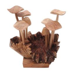 Mushroom Season,'Handmade Jempinis and Benalu Wood Mushroom Sculpture'