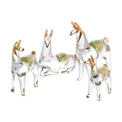 Llama Family,'Gilded Clear Glass Llama Figurines from Peru (Set of 4)'