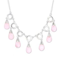 Delightful Dance,'Rose Quartz Linked Pendant Necklace from India'