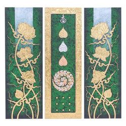Plentiful,'Lotus Flower Triptych Painting on Canvas (Triptych)'