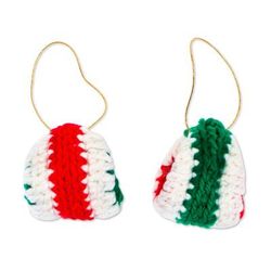 'Knit Christmas-Themed 2-Piece Ornament Set in Red and Green'