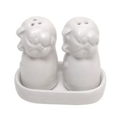 Bright Felines,'Ceramic Cat Salt and Pepper Set in White Hues Made in Bali'