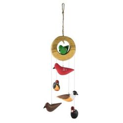 Birds of a Feather,'Colorful Wood Bird Mobile'