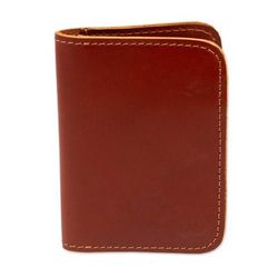 Brown Wealth,'Brown Leather Card Wallet with Six Compartments'