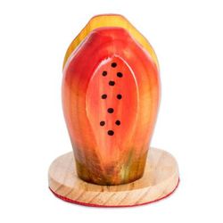 Luscious Papaya,'Carved Wood Papaya Napkin Holder'