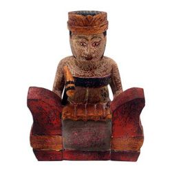 Melodic Gangsa,'Hand-Painted Albesia Wood Statuette'