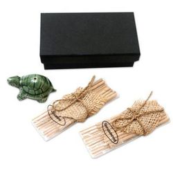 Balinese Turtle,'Ceramic Incense Set with Turtle Motif'